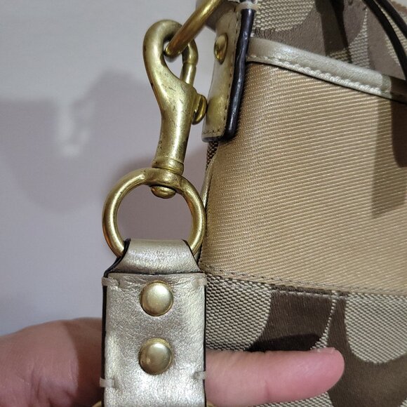 EUC Coach Tan and Brown Signature Crossbody Bag - Picture 5 of 15